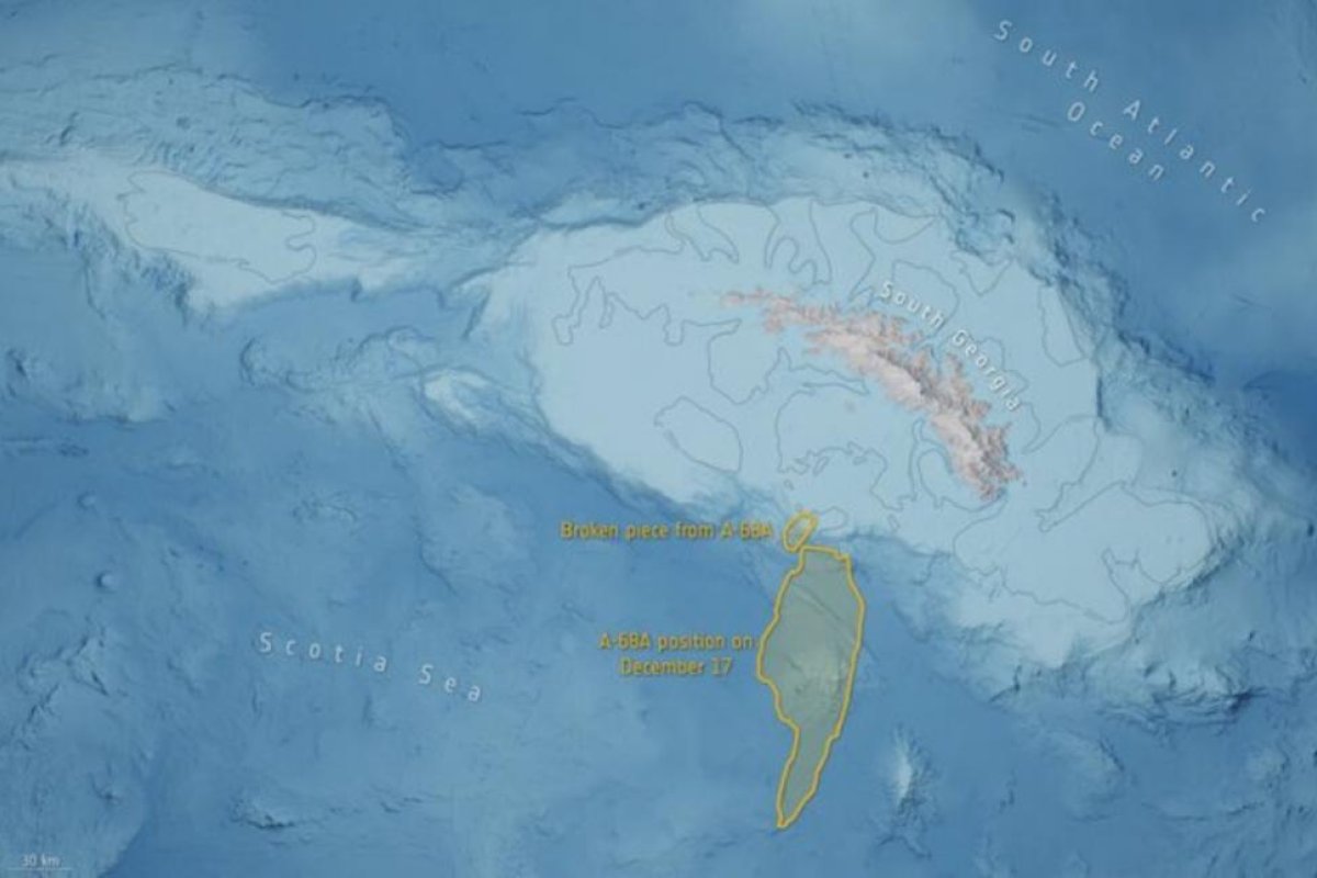 El megaiceberg A-68A perdió un inmenso bloque de hielo y es un misterio hacia dónde se dirige