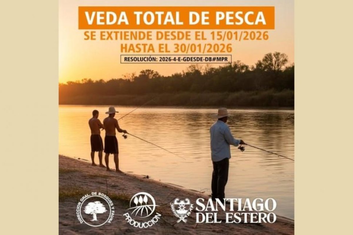Prorrogan la veda total de pesca en la provincia de Santiago del Estero