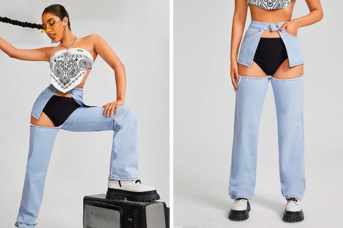 Usuarios de redes sociales se burlan de unos 'jeans' con un enorme agujero que deja a la vista la ropa interior