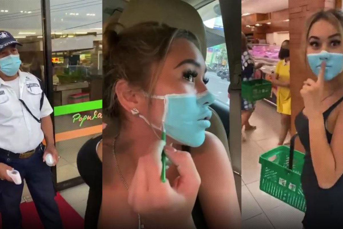 Dos 'influencers' se filman visitando un supermercado en Bali con una mascarilla pintada (y ahora pueden ser deportados)