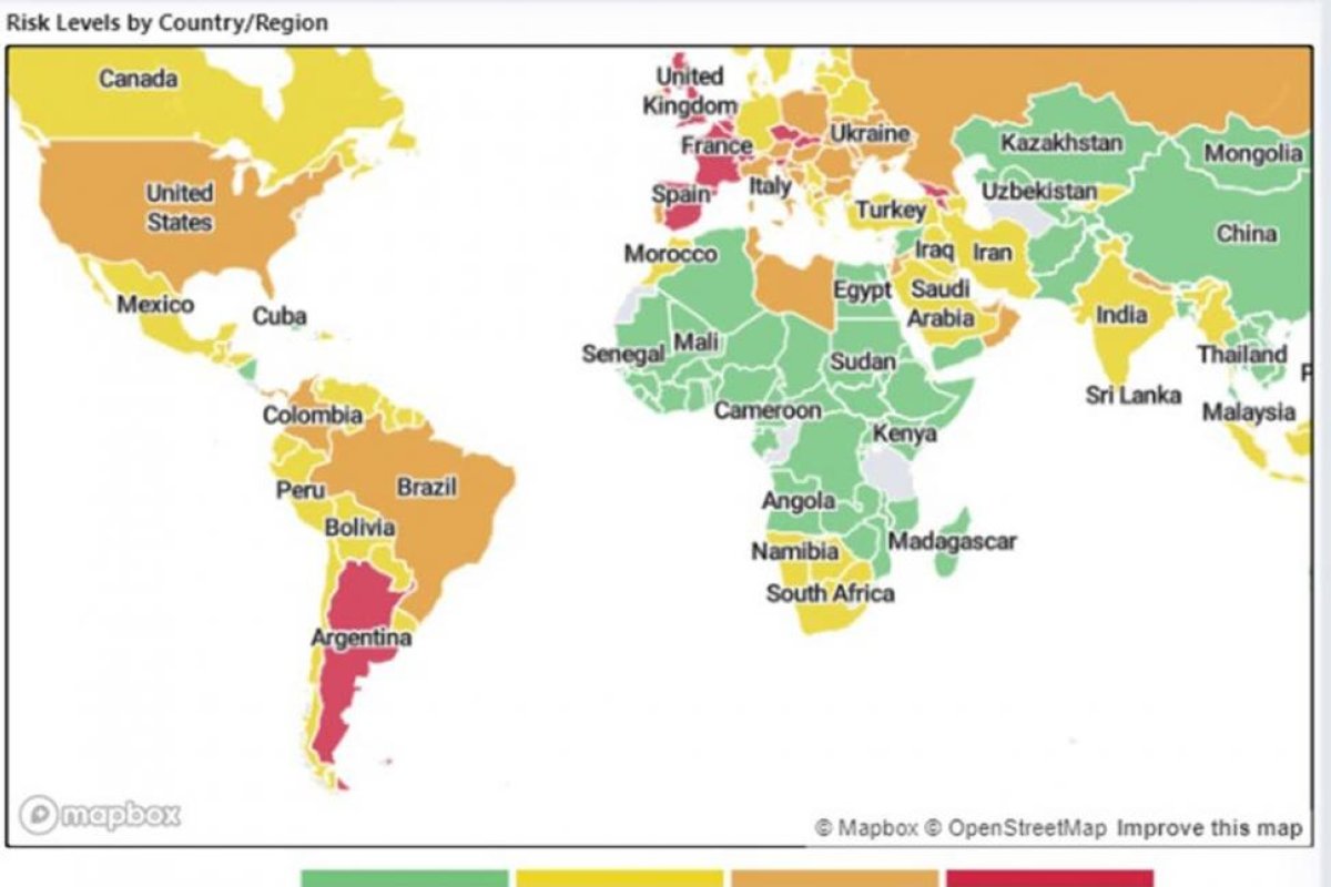 Coronavirus: la Argentina, el único país en rojo de la región en el mapa de riesgo de Harvard