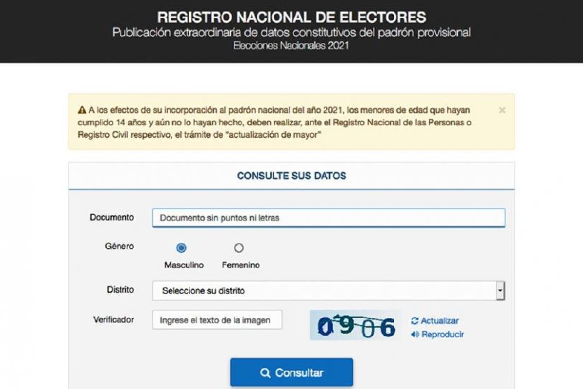 Ya se puede consultar el padrón electoral provisorio para las elecciones 2021