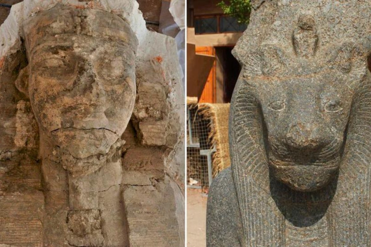 FOTOS: Hallan dos colosales esfinges en un templo funerario egipcio de más de 3.000 años