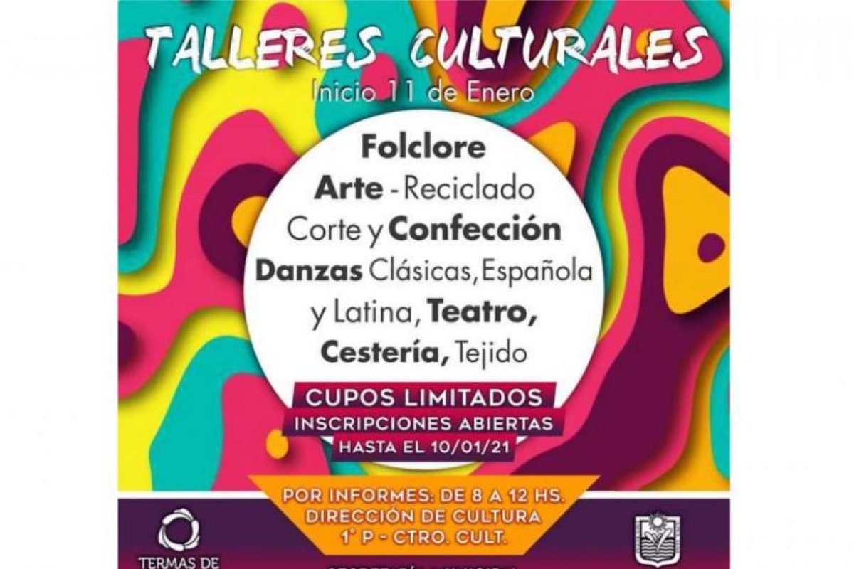 Talleres Culturales edición 2021: Se pondrán en marcha el 11 de enero en Las Termas de Río Hondo