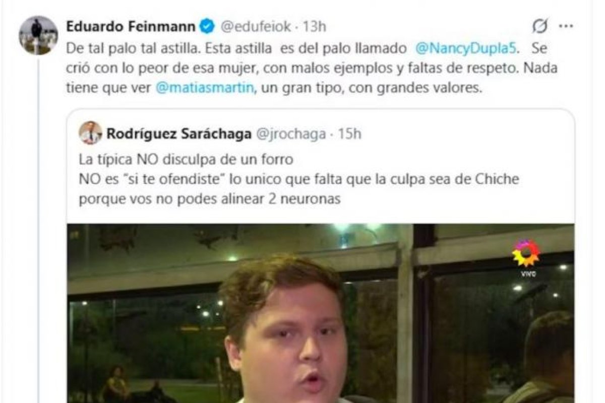 Controversia en redes: Feinmann critica a Dupláa y Echarri reacciona