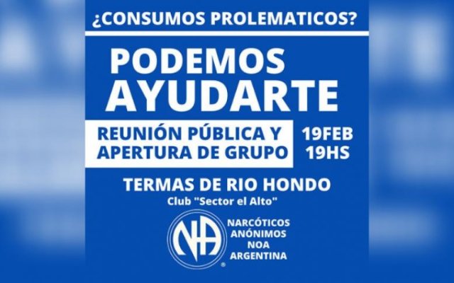 Hoy se realizará una reunión y apertura de grupo de Narcóticos Anónimos en Las Termas de Río Hondo
