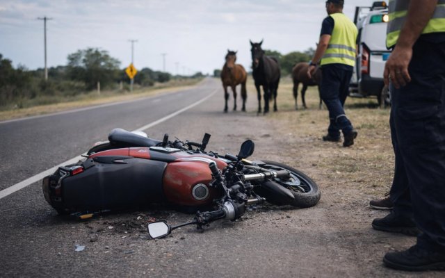 Accidente grave en Ruta Provincial 3 a la altura de Chañar Pozo de Arriba: motociclista herido tras colisión con caballos